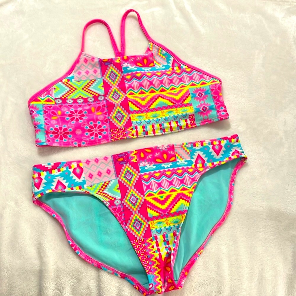 💖 Pink Neon Geometric Bikini